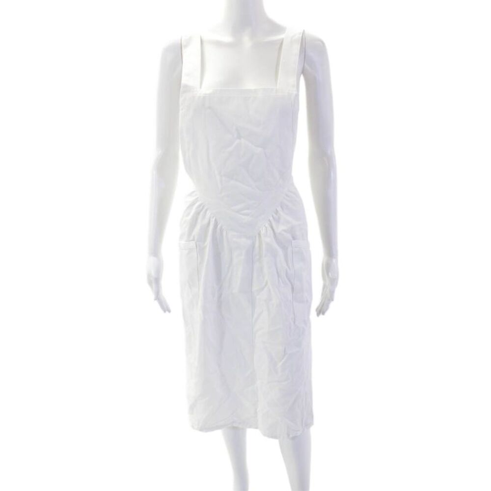 Horses Atelier Womns Cotton Sleeveless Halter Tie Up Apron Dress White One Size